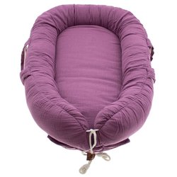Hi Little One - Kokon gniazdko dla Noworodka z oddychającego muślinu NEWBORN NEST LAVENDER