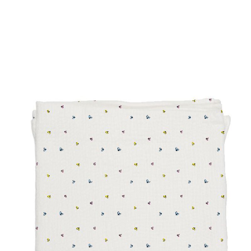 Baby Bites Pieluszka muślinowa 120 x 120 cm Flies White BABY BITES