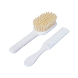 Poupy - Zestaw Szczotka i Grzebień do Włosów dla Niemowląt, Biały, 0m+