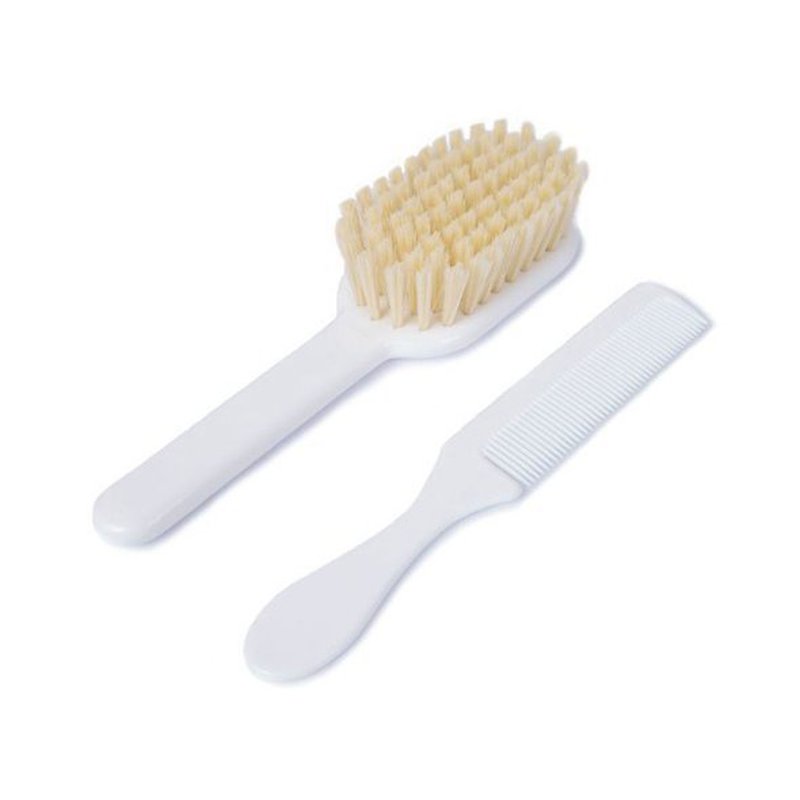 Poupy - Zestaw Szczotka i Grzebień do Włosów dla Niemowląt, Biały, 0m+