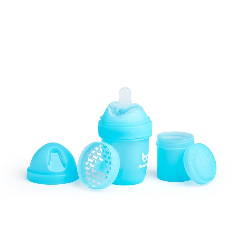 Herobility - butelka antykolkowa Herobottle 140 ml, niebieska + smoczek S (0 m+)