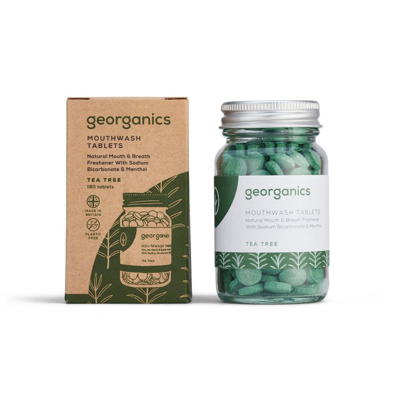 Georganics, Naturalne tabletki do płukania jamy ustnej, Tea Tree, 180 tabletek GEORGANICS