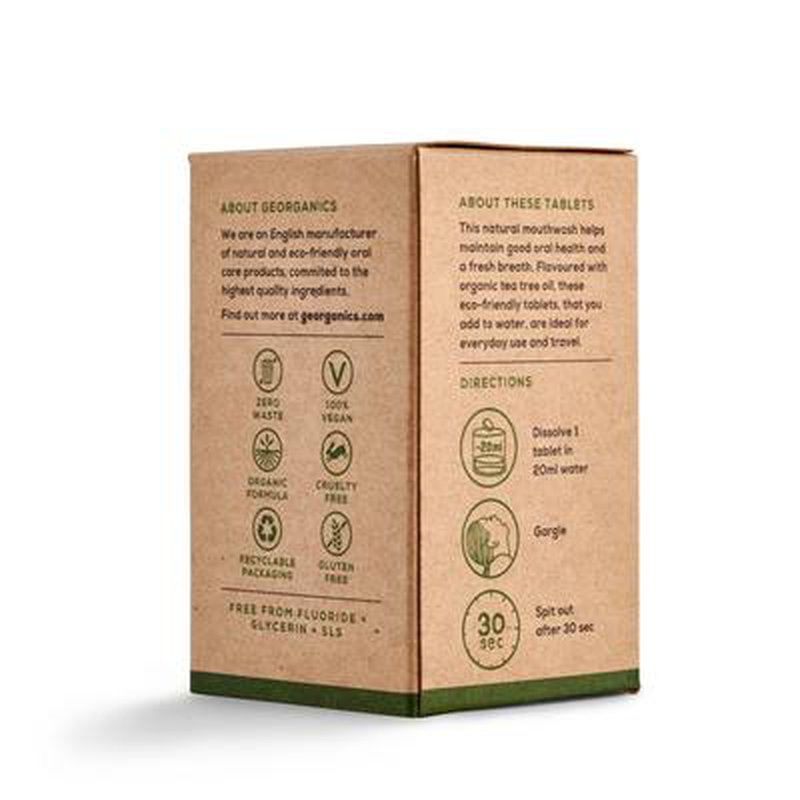 Georganics, Naturalne tabletki do płukania jamy ustnej, Tea Tree, 180 tabletek GEORGANICS