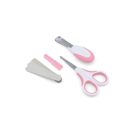 Nuvita, Zestaw kosmetyczny do paznokci: nożyczki, cążki i 5 pilniczków, Cool Pink NUVITA