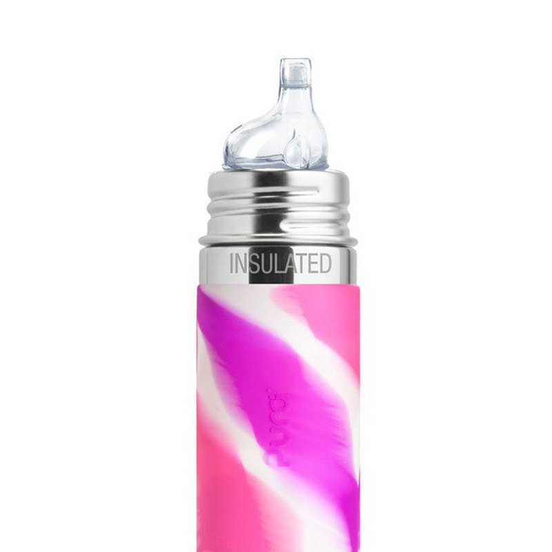 Termobutelka z ustnikiem niekapkiem 260 ml, różowa swirl, Pura Kiki