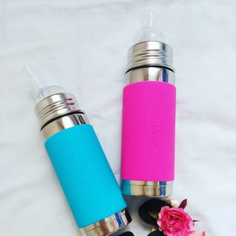 Termobutelka z ustnikiem niekapkiem 260 ml, różowa swirl, Pura Kiki