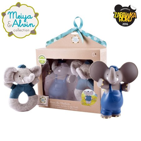 Meiya and Alvin - Meiya & Alvin - Alvin Elephant Organic Babyshower Set z grzechotką