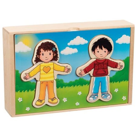 Goki® - Drewniana układanka ubierz chłopca i dziewczynkę
