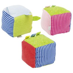 Goki® - Kostka materiałowa z metkami i grzechotką