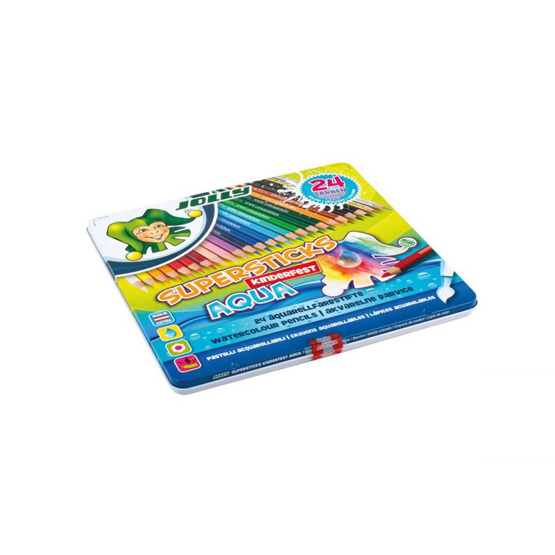 Jolly - Kredki Supersticks Aqua 24 kolory w metalowym pudełku