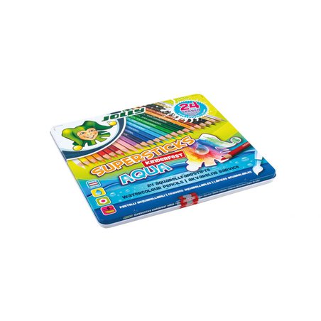 Jolly - Kredki Supersticks Aqua 24 kolory w metalowym pudełku