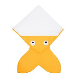 Baby Bites Ręcznik z kapturkiem Rekinek 75 x 75 cm musztardowy BABY BITES