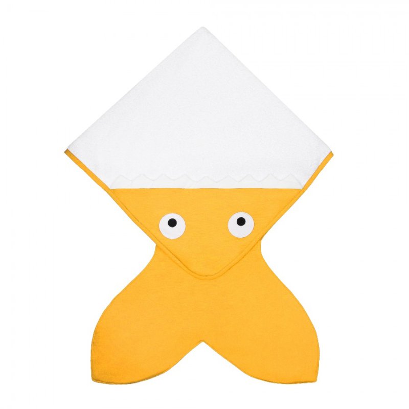 Baby Bites Ręcznik z kapturkiem Rekinek 75 x 75 cm musztardowy BABY BITES