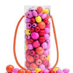 Woody - Koraliki w tubie różowo-żółto-czerwone