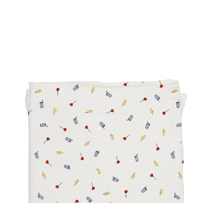 Baby Bites Pieluszka muślinowa 120 x 120 cm Lightnings White BABY BITES