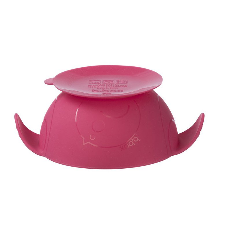 Silikonowa miseczka z przyssawką i łyżeczką, Strawberry shake, b.box