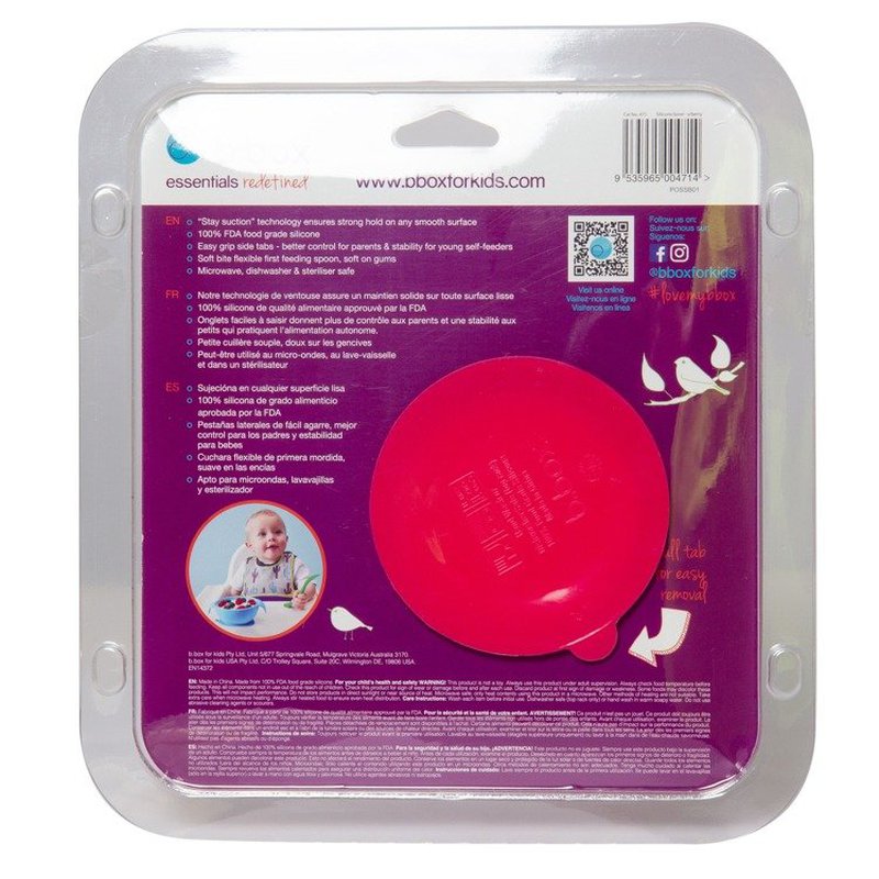 Silikonowa miseczka z przyssawką i łyżeczką, Strawberry shake, b.box