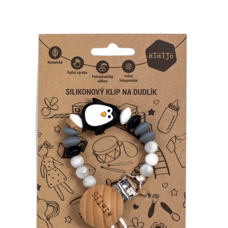 Mimijo - Zawieszka do smoczka pingwin czarny