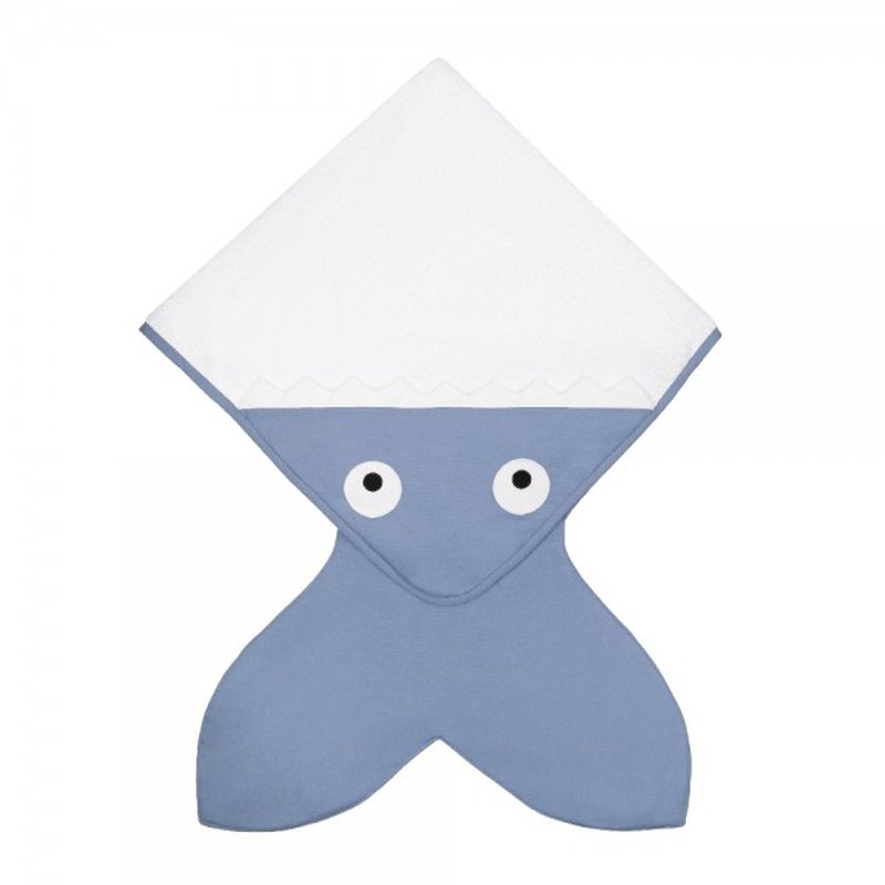 Baby Bites Ręcznik z kapturkiem Rekinek 75 x 75 cm szaroniebieski BABY BITES