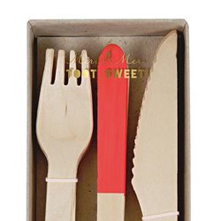 Meri Meri - Sztućce drewniane Czerwone
