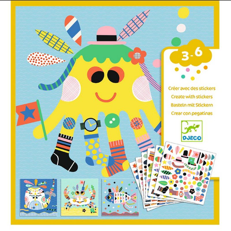 Djeco - Zestaw art. z naklejkami  MORSKIE STWORKI DJ08931