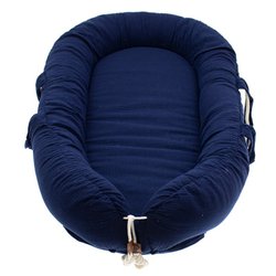 Hi Little One - Kokon gniazdko dla Noworodka z oddychającego muślinu NEWBORN NEST NAVY