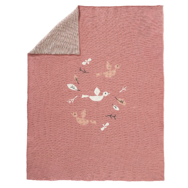 Fresk Tkany kocyk z bawełny organicznej 80 x 100 cm Ptaszki FRESK