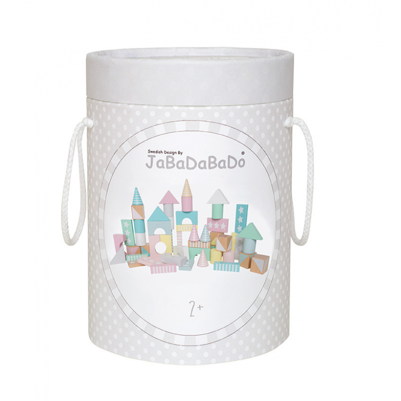 Klocki drewniane pastelowe  w wiaderku 50 szt Jabadabado JaBaDaBaDo