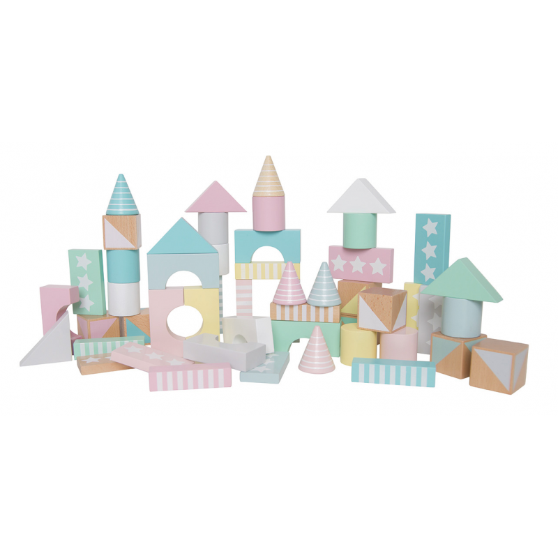 Klocki drewniane pastelowe  w wiaderku 50 szt Jabadabado JaBaDaBaDo