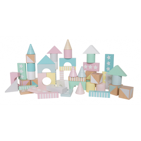 Klocki drewniane pastelowe  w wiaderku 50 szt Jabadabado JaBaDaBaDo