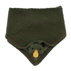 Hi Little One - Śliniak muślinowy bandana z zawieszką na smoczek muslin bandana bibs with pacifire holder Green Hunter