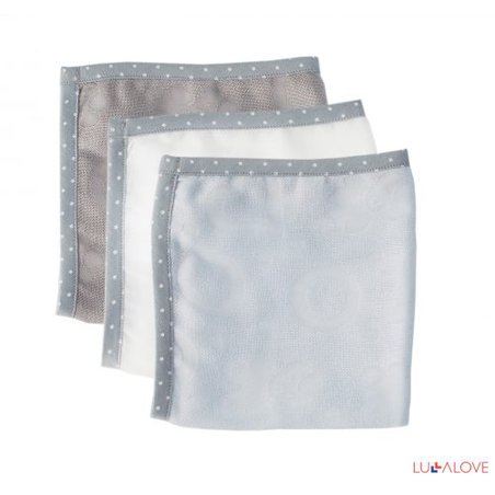 LullaLove, supeRRO mini Blue,  Zestaw trzech pieluszek do tulenia, NIEBIESKI, Ecru, Szary