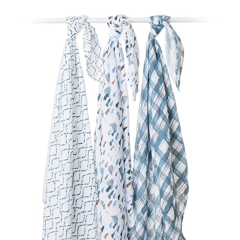 Lulujo Kocyk Muślinowy Navy Mountain 3 szt