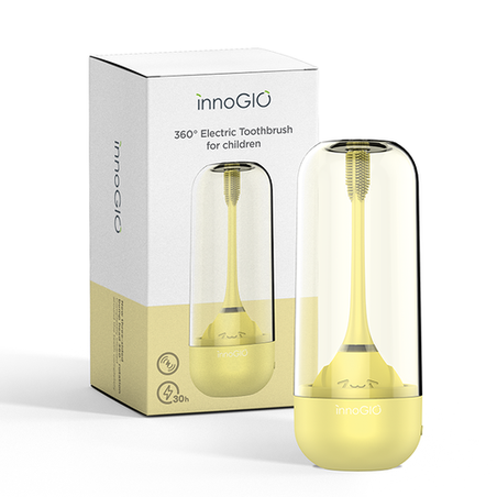 InnoGIO Soniczna elektryczna szczoteczka do zębów dla dzieci z funkcją 360°-  żółta